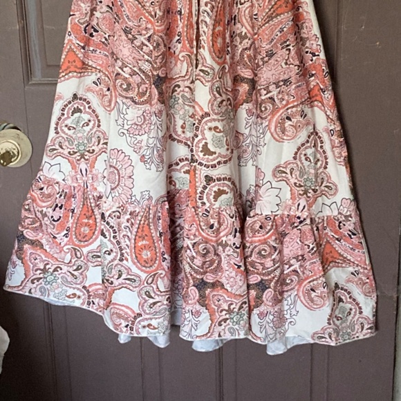 Faux Wrap sx 8/10L Pink/Orange Paisley multi color Maxi Dress - Picture 10 of 13